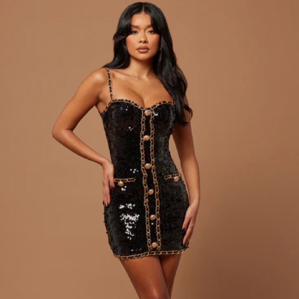 Madeline Sequin Mini Dress - Black